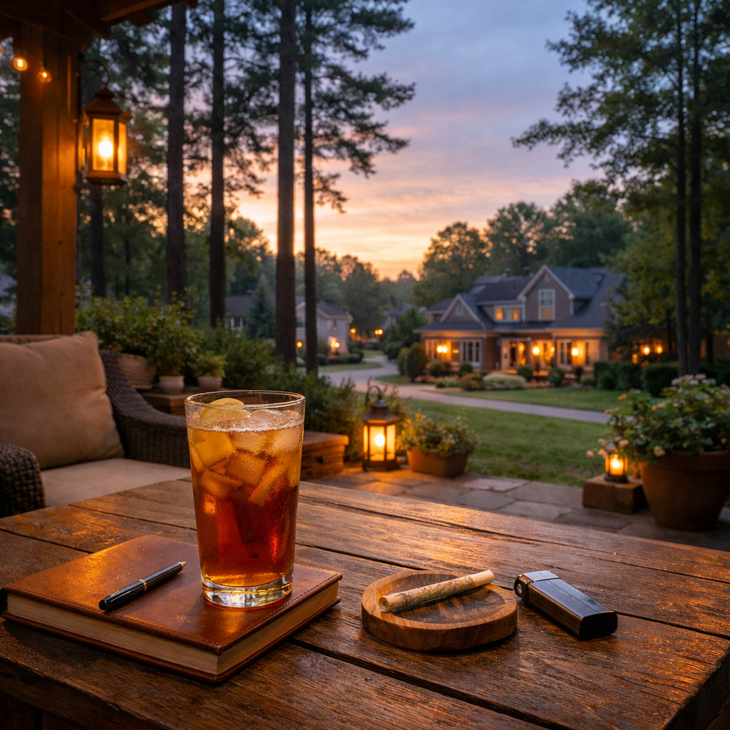 Peaceful North Atlanta Patio Evening with Cannabis Lifestyle